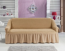 Чехол стрейч на 3-х местный диван с оборкой Цвет Песочный арт. 246/110.230