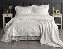 Покрывало с наволочками AYBUKE 240х260см(1шт), наволочки 50х70+5см(2шт) Кремовый S5239/1